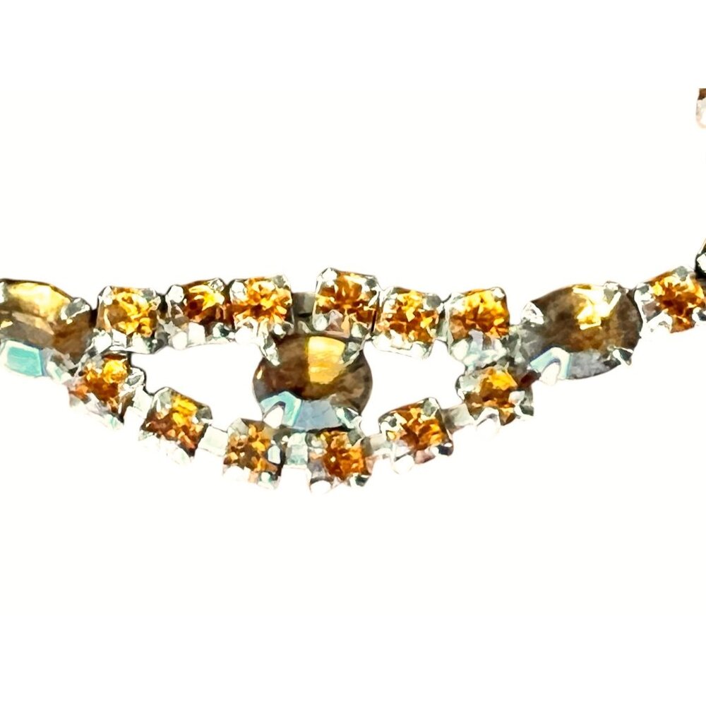Silver & Yellow and amber colored Rhinestone 16” Necklace & Bracelet Set Adjusta - Picture 14 of 15